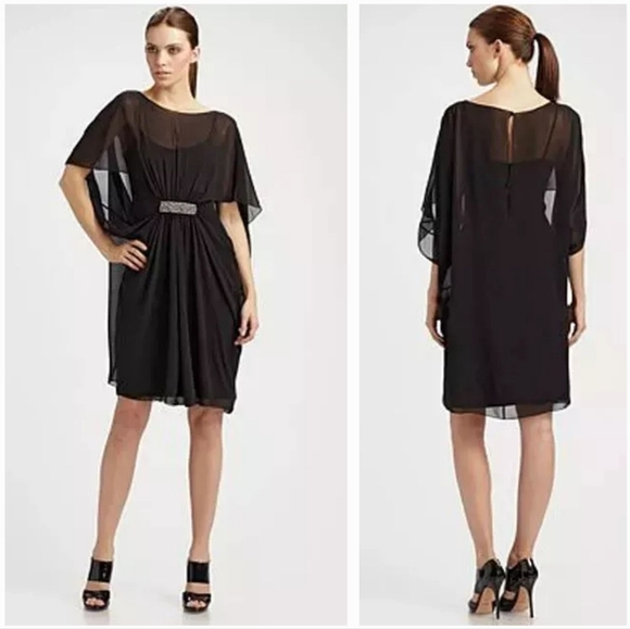 Teri Jon by Rickie Freeman Silk Shift Dress Crystal Embellishments - Picture 1 of 12